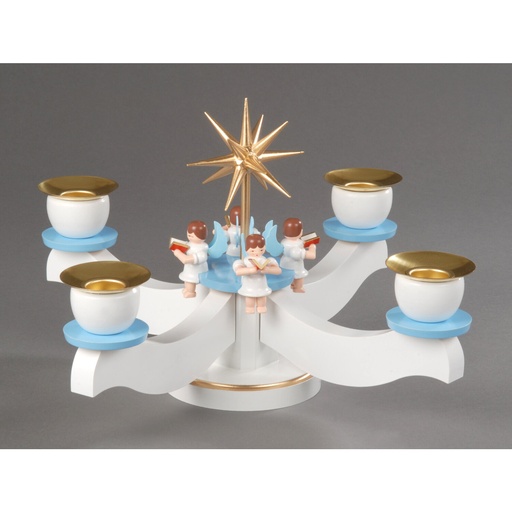 [AP 201/043] Adventsleuchter, weiß/blau - 4 sitzende Engel