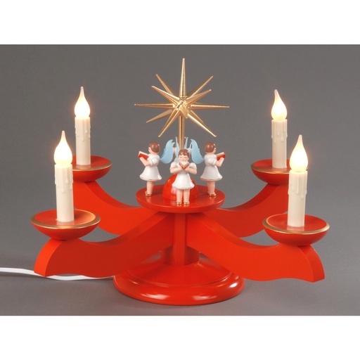 [AP 201/063 RE] Adventsleuchter, rot - 4 stehende Engel