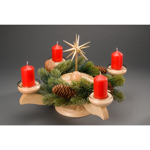 [AP 201/066/1-1 N K] Adventsleuchter, natur - Weihnachtsstern/Plateau natur