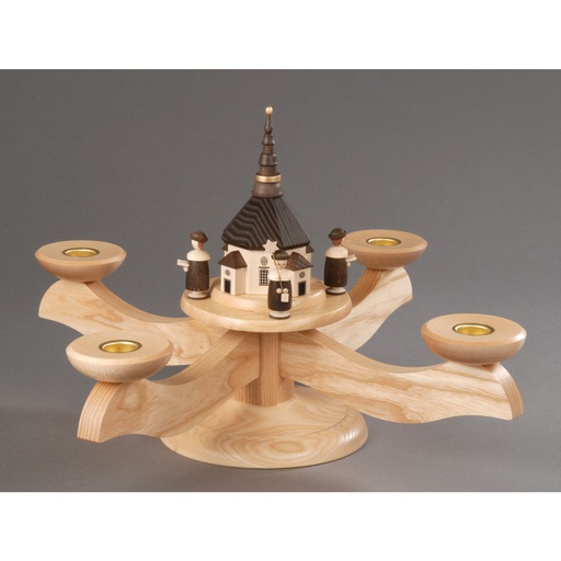 [AP 201/082] Adventsleuchter, natur - Seiffener Kirche mit Kurrende