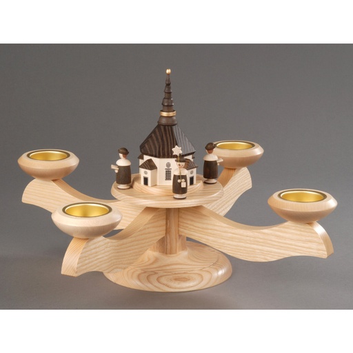 [AP 201/082/1] Adventsleuchter, natur - Seiffener Kirche mit Kurrende