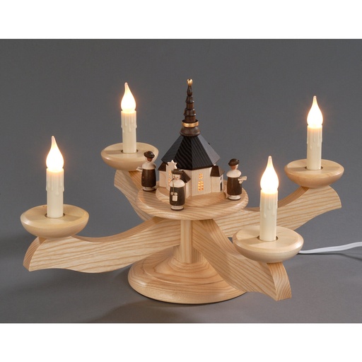[AP 201/093] Adventsleuchter, natur - Seiffener Kirche mit Kurrende