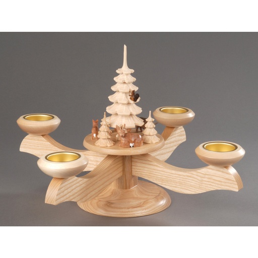 [AP 201/148/1] Adventsleuchter, natur - farbige Reifentiere