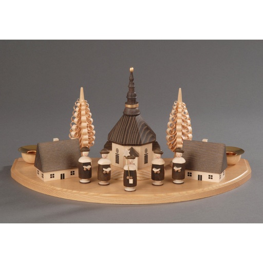 [AP 200/124] Kerzenhalter, natur - Seiffener Dorf mit Kurrende