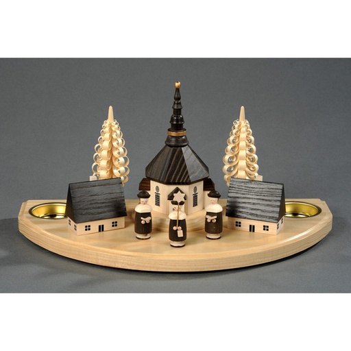 [AP 200/124/1] Kerzenhalter, natur - Seiffener Dorf mit Kurrende