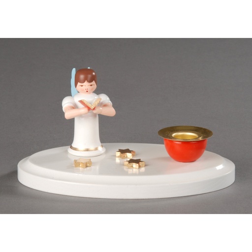 [AP 200/136] Kerzenhalter, farbig - stehender Engel mit Gesangbuch