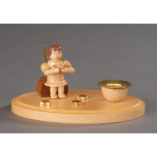 [AP 200/137] Kerzenhalter, natur - sitzender Engel mit Gesangbuch