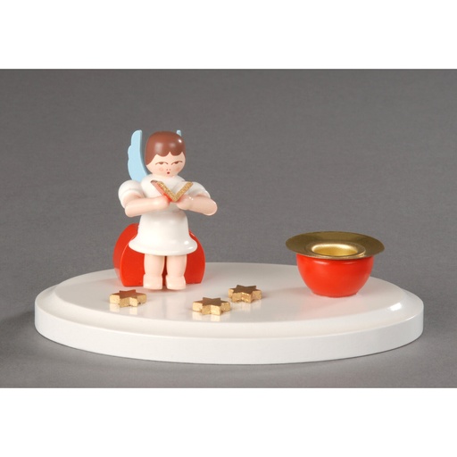 [AP 200/138] Kerzenhalter, farbig - sitzender Engel mit Gesangbuch