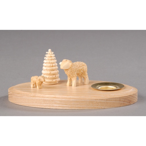 [AP 200/278] Kerzenhalter, natur - 2 Schafe mit Baum