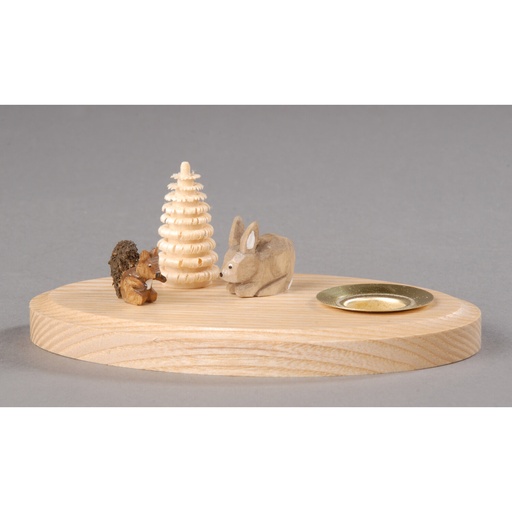 [AP 200/280] Kerzenhalter, natur - Eichhörnchen und Hase mit Baum