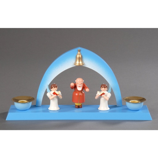 [AP 202/055/1] Kerzenhalter, blau - Petrus, Engel mit Gesangbuch