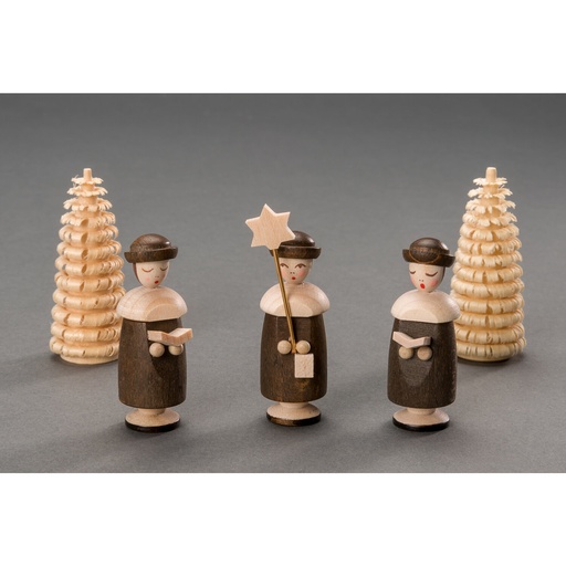 [AP 204/200] Kurrendefiguren mit Hut - 1Sternträger, 2 Buchträger, 2 Ringelbäume