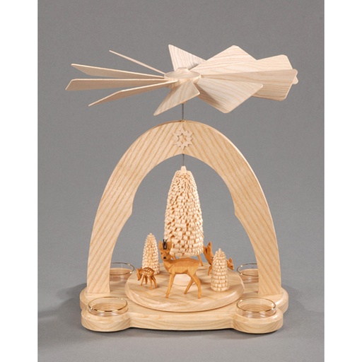 [AP 085/382/1] Pyramide, natur - geschnitzte Rehgruppe mit Bäumen