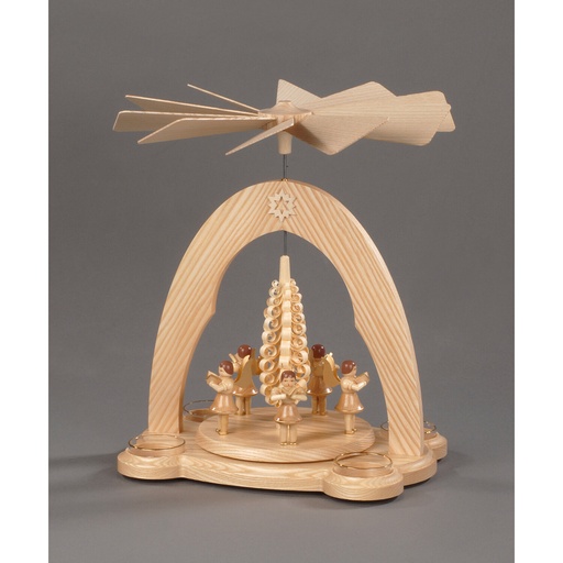 [AP 085/383/1] Pyramide, natur - 5 Engel mit Spanbaum