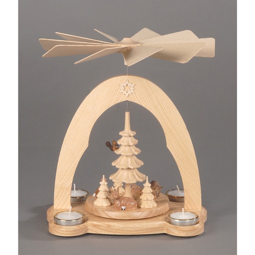 [AP 085/425/1] Pyramide, natur - Reifentiere mit geschnitzten Bäumen