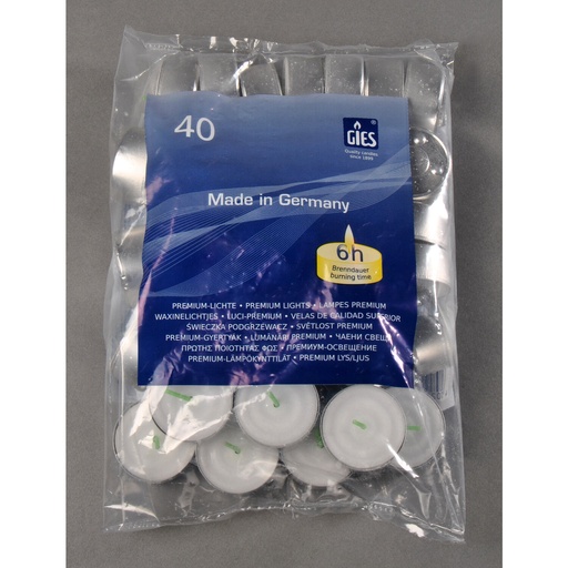 [AP 300/0033] Teelichte in Aluhülle, 40mm 6h